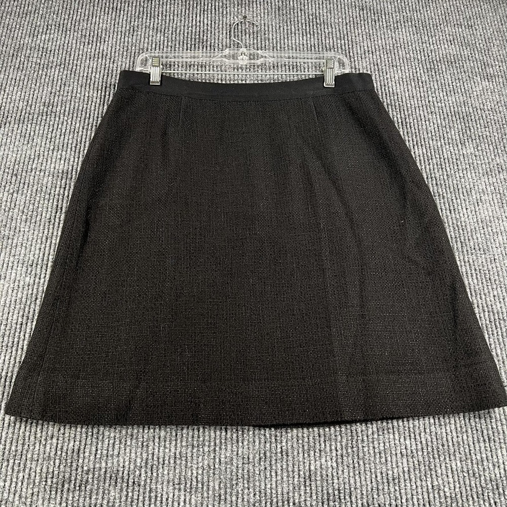 Kate Spade New York Skirt Womens 10 Black Tweed A-Line Exposed Zip Lined Work